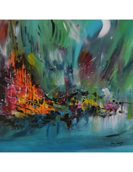 Peinture moderne bleu vert