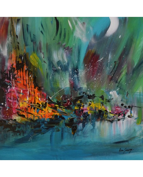 Peinture moderne bleu vert