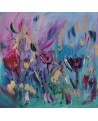 tableau moderne de fleurs sur plaque de bois