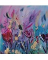 tableau moderne de fleurs sur plaque de bois