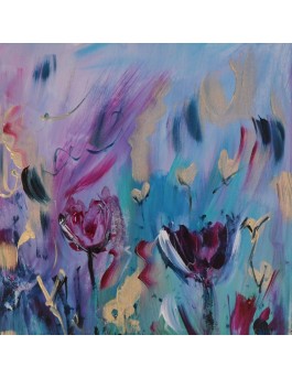 tableau moderne de fleurs sur plaque de bois