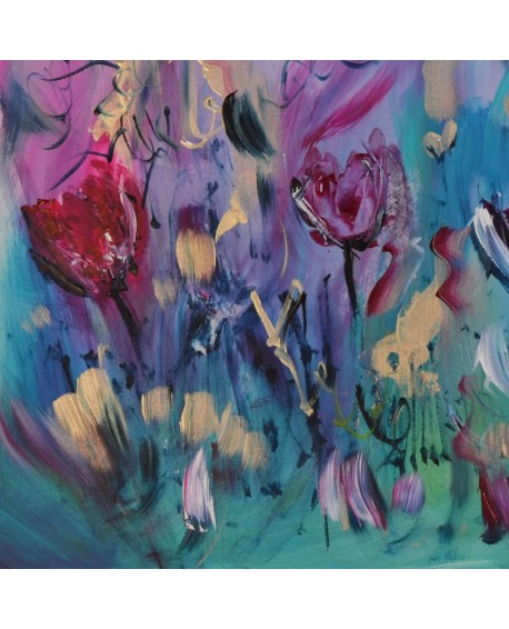tableau moderne de fleurs sur plaque de bois