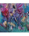 tableau moderne de fleurs sur plaque de bois