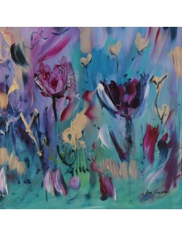 tableau moderne de fleurs sur plaque de bois