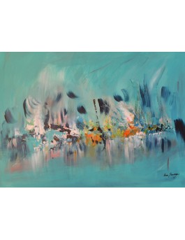 peinture abstraite moderne bleu turquoise