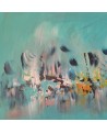 peinture abstraite moderne bleu turquoise