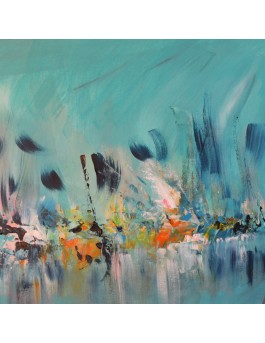 peinture abstraite moderne bleu turquoise