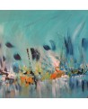 peinture abstraite moderne bleu turquoise