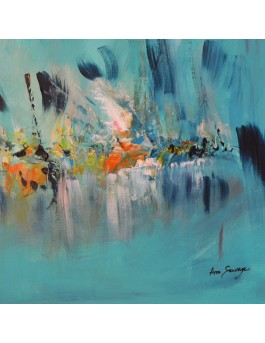 peinture abstraite moderne bleu turquoise