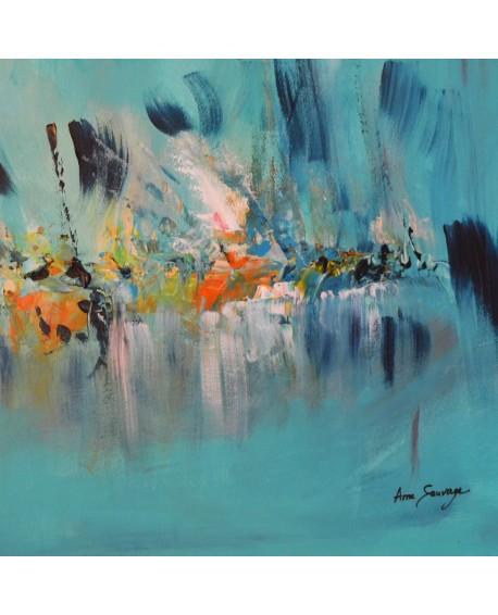peinture abstraite moderne bleu turquoise