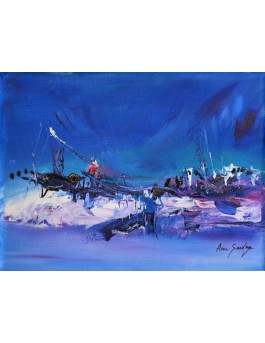 tableau abstrait bleu moderne