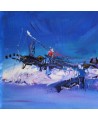 tableau abstrait bleu moderne
