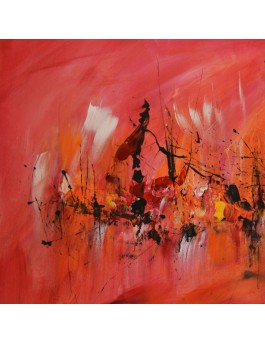 peinture abstraite rouge orange