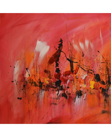 peinture abstraite rouge orange