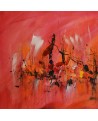 peinture abstraite rouge orange