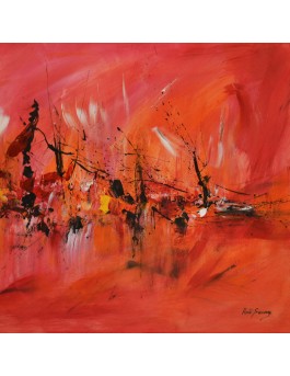 peinture abstraite rouge orange