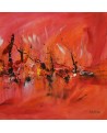peinture abstraite rouge orange