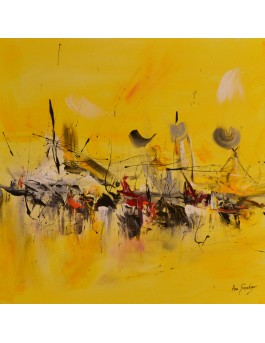 tableau abstrait jaune
