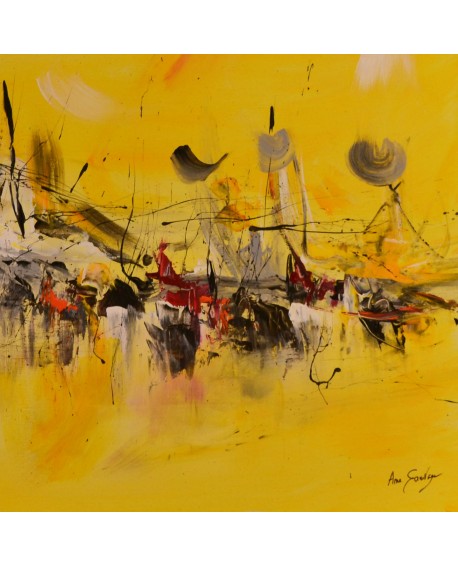 tableau abstrait jaune