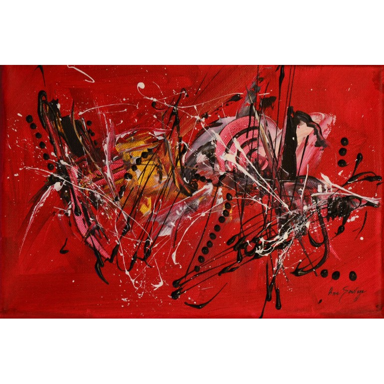 tableau abstrait rouge et noir