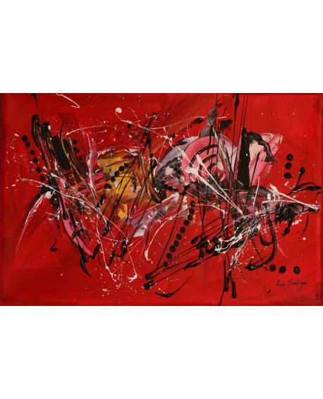 tableau abstrait rouge et noir