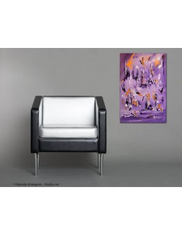 grand tableau contemporain violet "la terre est proche"