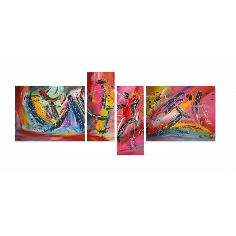 tableau 4 parties multicolore