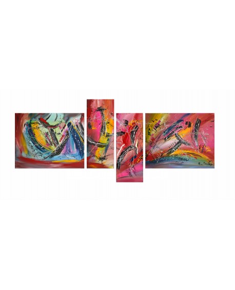 tableau 4 parties multicolore