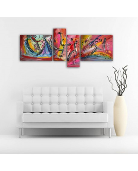 tableau 4 parties multicolore