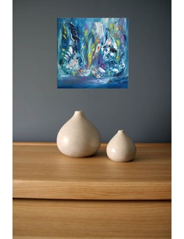 La danse des sirènes - Peinture abstraite bleue