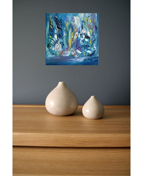 La danse des sirènes - Peinture abstraite bleue