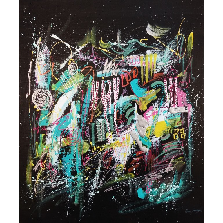 peinture abstraite sur fond noir