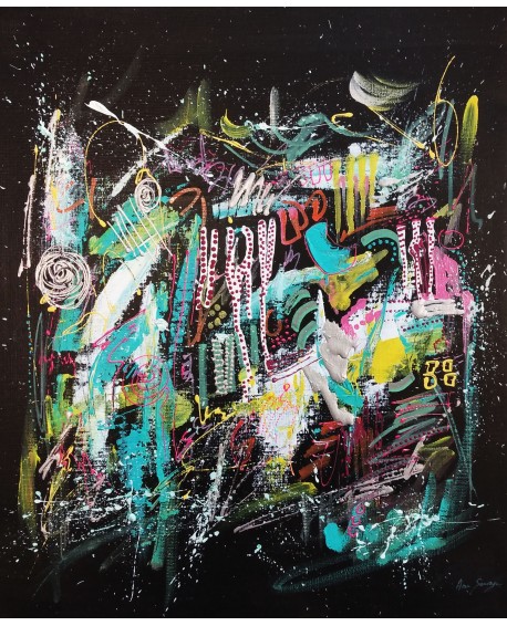 peinture abstraite sur fond noir