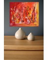 Tableau abstrait rouge orange jaune "sous la chaleur d'Afrique"