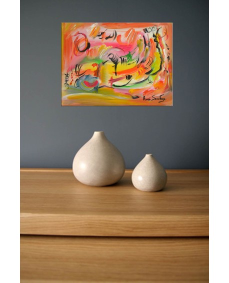 peinture abstraite multicolore "couleurs en musique"