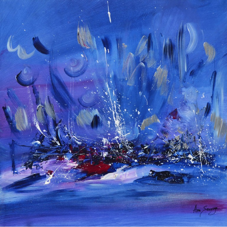 tableau bleu abstrait