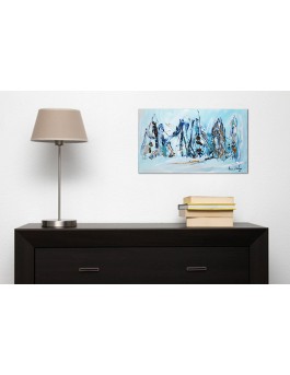 Tableau abstrait bleu "les hommes de glace"