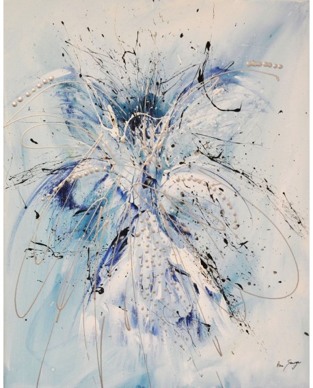 tableau abstrait bleu et blanc