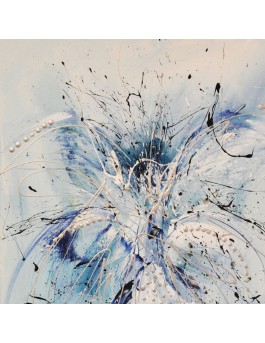 tableau abstrait bleu et blanc
