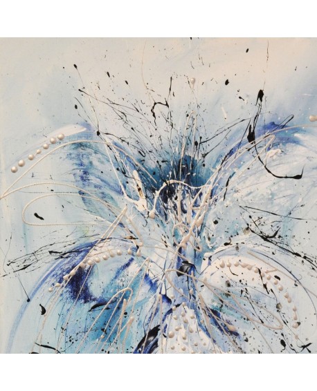 tableau abstrait bleu et blanc