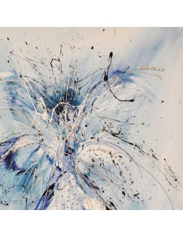 tableau abstrait bleu et blanc