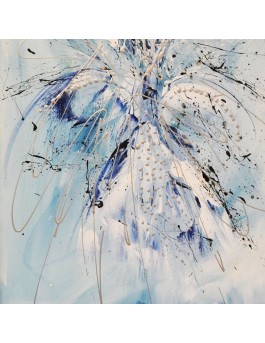 tableau abstrait bleu et blanc