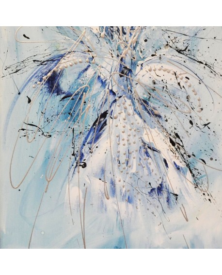 tableau abstrait bleu et blanc