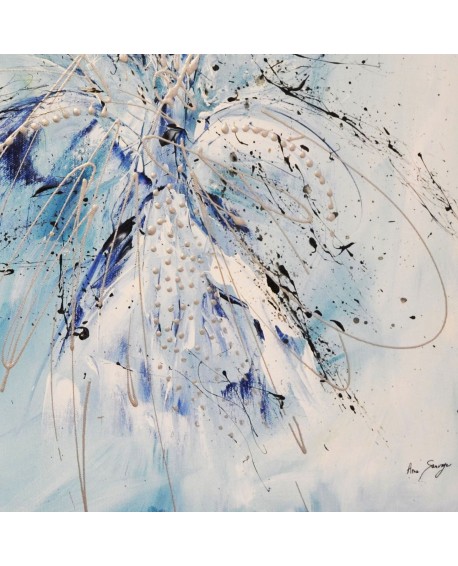 tableau abstrait bleu et blanc