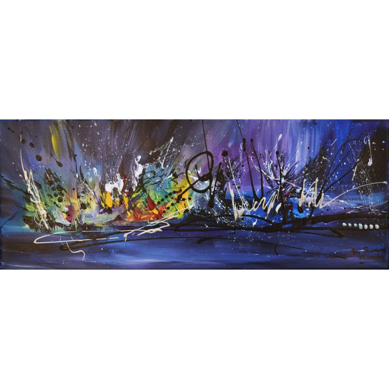 tableau abstrait panoramique violet bleu