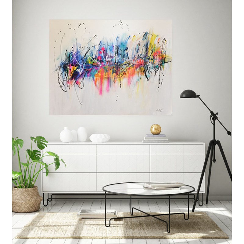 Grand tableau abstrait moderne coloré  Peinture abstraite multicolore sur  toile
