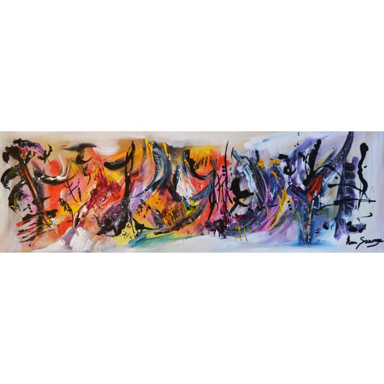 tableau abstrait panoramique multicolore
