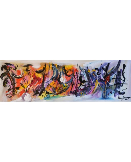 tableau abstrait panoramique multicolore