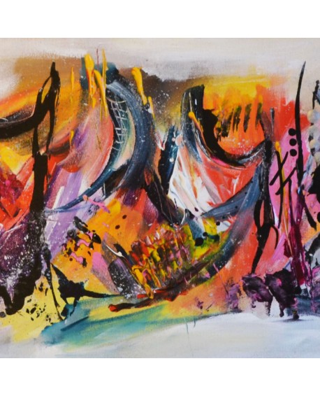 tableau abstrait panoramique multicolore