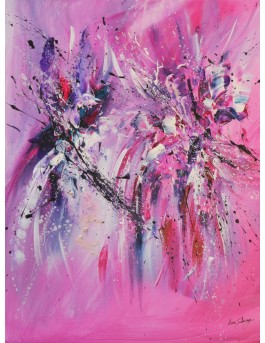 tableau abstrait rose et violet